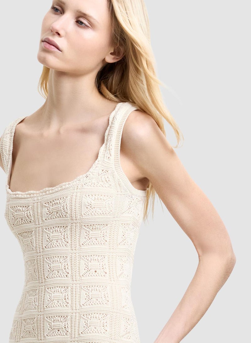 French Connection Nellis Crochet Knit Midi Drsess - Image 4